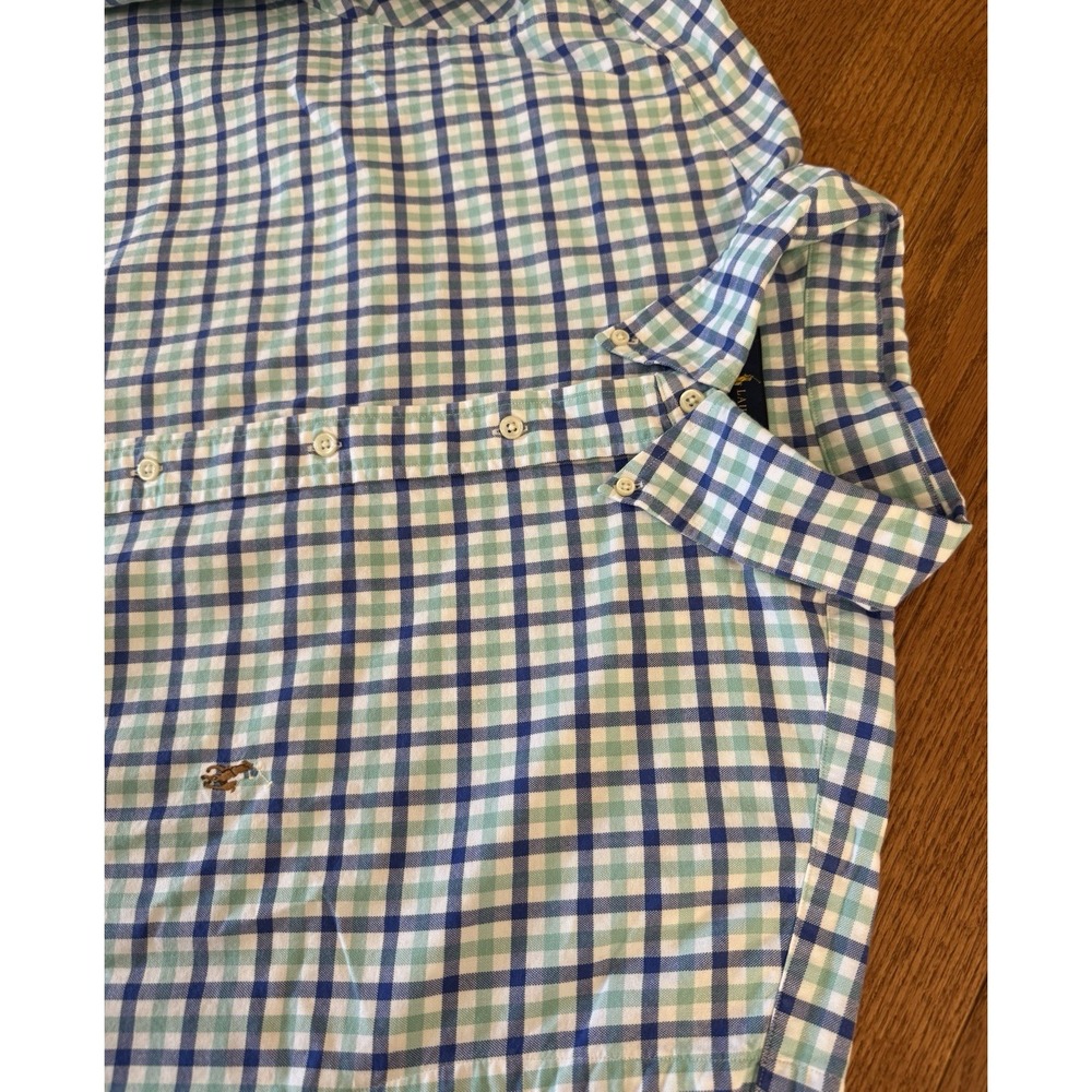 Ralph Lauren Shirt Oxford Mens 2XB Blue Plaid Gingham Check Long Sleeve Oxford
